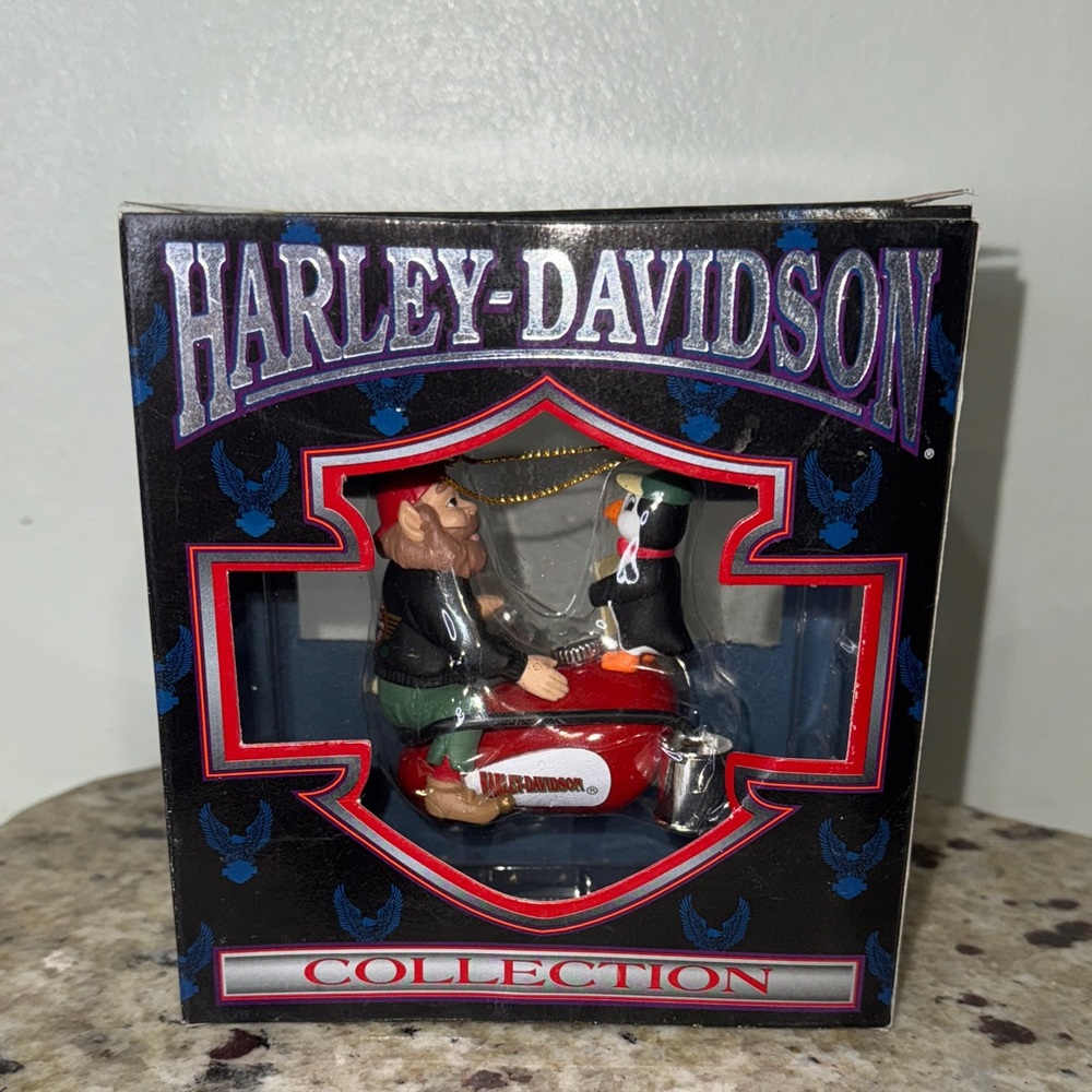 Harley Davidson 1997 Cavanagh Collection Santa’s Helper and Penguin Ornament NIB